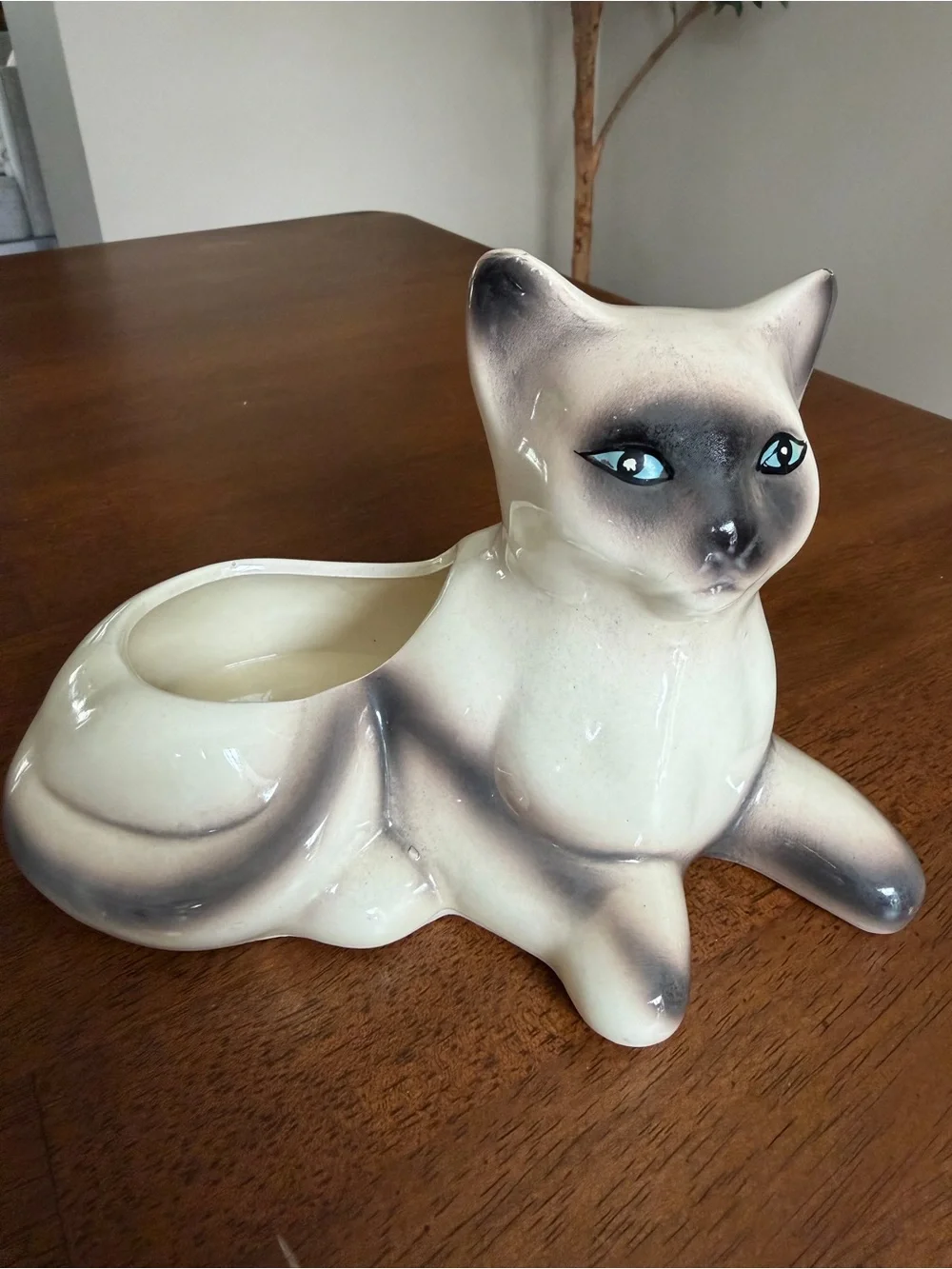 Vintage Siamese Cat Ceramic Planter